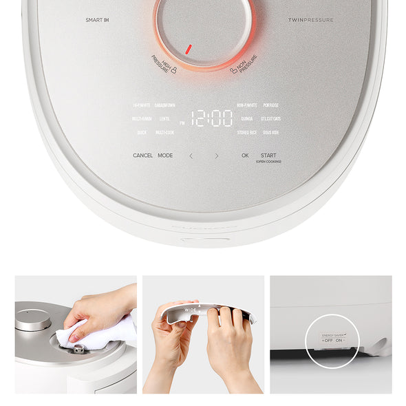 6-Cup IH Twin Pressure Rice Cooker - Quiet Cooking, English & Korean Voice Navigation (CRP-OHTR0609F)